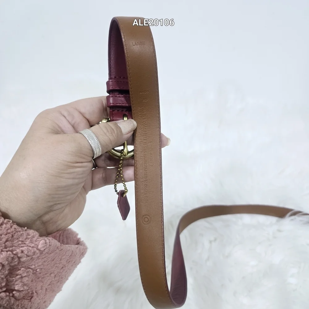 Coach Women's Large Leather Belt 8400 burgundy red color classic